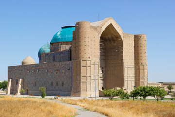 Medieval Mausoleum of Khoja Ahmed Yasawi in the city of Turkestan, in southern Kazakhstan. Silk...