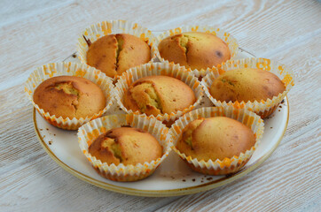 Home made cupcakes. Fresh pastry. Flour product