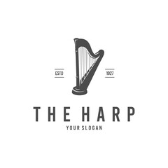 harp silhouette logo vector
