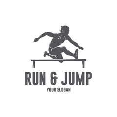 run and jump sport athlete silhouette logo