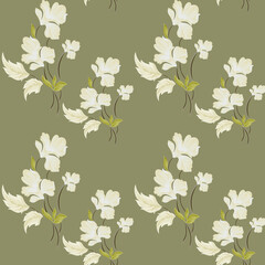 Seamless leaves with vector flower Pattern on ghra       Background