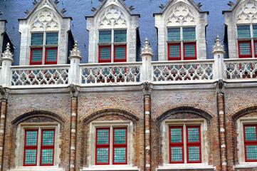 Historic brick buildings of the quaint town of Bruges, Belgium