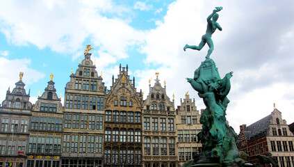 The Brabo Fountain and the iconic architecture of Grote Markt, Antwerp