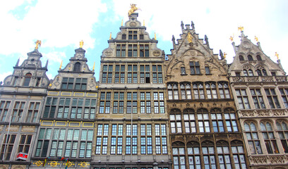 Fototapeta na wymiar Guildhalls around Grote Markt, Antwerp