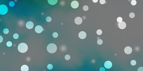 Light Blue, Green vector texture with circles, stars. Colorful illustration with gradient dots, stars. Design for your commercials.