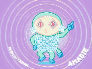 アマビエくん　ぐるぐる背景