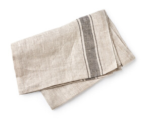 Fototapeta na wymiar Kitchen grey cloth isolated on white background. Top view of napkin.