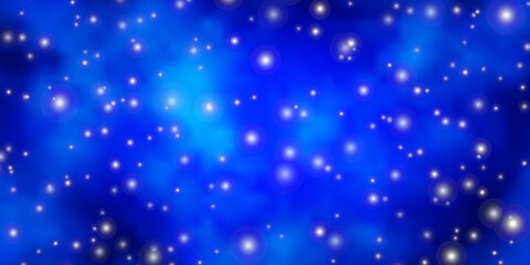 Dark BLUE vector layout with bright stars. Colorful illustration with abstract gradient stars. Theme for cell phones.