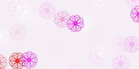 Light pink, yellow vector doodle template with flowers.