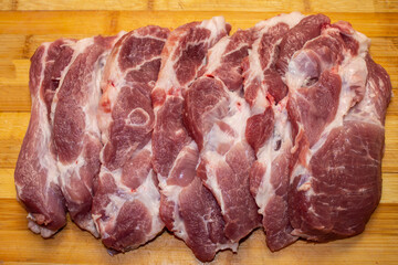 isolated on a white background chopped pork meat closeup