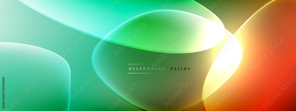 Wall mural vector abstract background - liquid bubble shapes on fluid gradient with shadows and light effects. 
