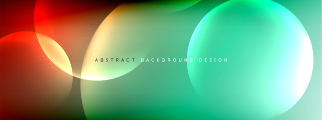 Vector abstract background liquid bubble circles on fluid gradient with shadows and light effects. Shiny design templates for text
