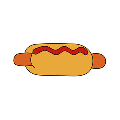 Hot dog. Doodle element. Fast food. Icon.Vector illustration.