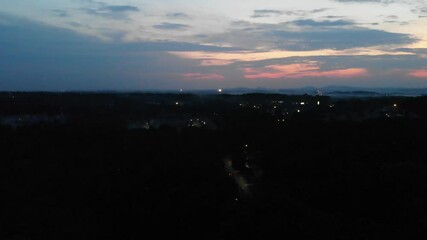 july 4th fireworks sunset mountains horizon woodstock cherokee county georgia aerial drone tracking