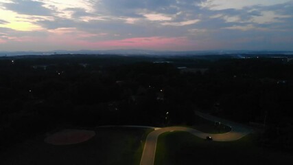 july 4th fireworks sunset mountains woodstock cherokee county georgia aerial drone