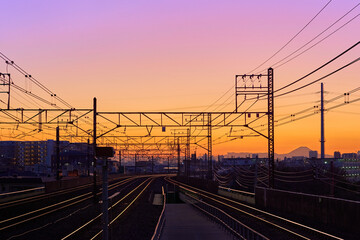 夕焼けの線路