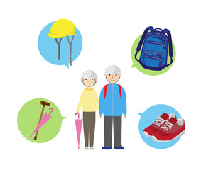 避難時の服装の注意点（老夫婦）
