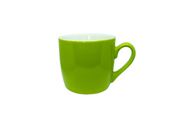 Green Mug, Empty coffee isolated on white background, clipping path