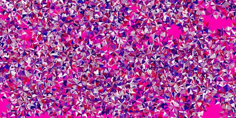 Fototapeta premium Light purple, pink vector texture with bright snowflakes.