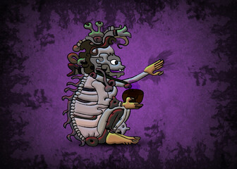 Yum Cimil Mayan Death Deity god illustration.