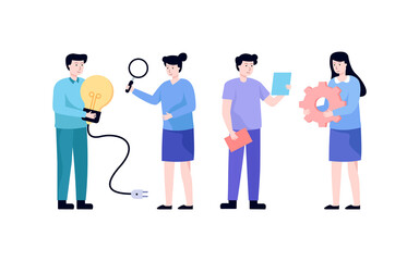 team collaborate to solving problem, people develop a business strategy. men and women looking for idea, business teamwork concept.