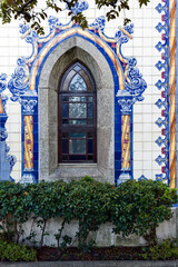 azulejos on the wall of the portuguese evangelical methodist church in Porto, Portugal