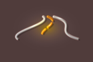 Curved bent road glowing 3D symbol, card template on brown background. Vector illustration