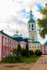 Fototapeta na wymiar Bell tower of Sanaksar monastery of the Nativity of the Mother of God in Temnikov, Republic Mordovia, Russia