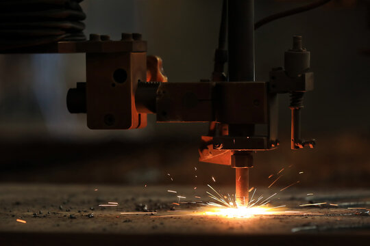 Cnc oxy - fuel cutting machine. Typical materials cut with a plasma torch include steel.
