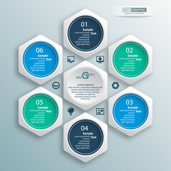 Abstract 3D Paper Infographics. Business template .Vector illustration