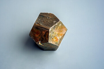 View of the cubic pyrite. The mineral pyrite or iron pyrite, also known as fool's gold, is an iron sulfide with the chemical formula FeS2. Pyrite is considered the most common of the sulfide minerals.
