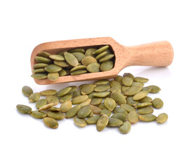 pumpkin seeds on white background