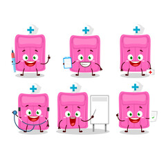 Doctor profession emoticon with air mattress cartoon character