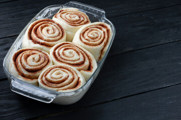 Cinnamon Rolls Sweet and Tasty Cinnabons before Baked