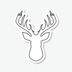 Deer head sticker isolated gray background