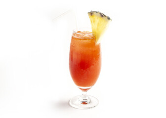 Tequila sunrise alcohol cocktail, Alcoholic cocktail  on a white background.