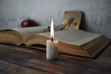 old book and candle