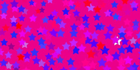 Light Blue, Red vector pattern with abstract stars. Shining colorful illustration with small and big stars. Pattern for new year ad, booklets.