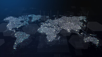 Digital Composite Image Of Illuminated Map