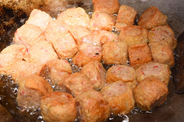 Deep Fried Chicken Roll on white background, Thai food   From mom 