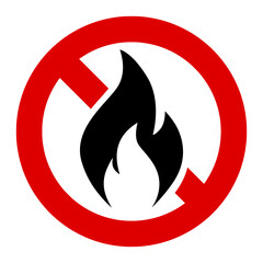 No Fire allowed vector sign icon, no flame symbol