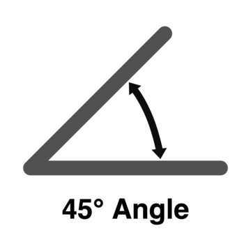 45 degree angle icon isolated on white, icon with angle symbol and text vector illustration