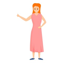 Woman hitchhiking icon. Cartoon of woman hitchhiking vector icon for web design isolated on white background