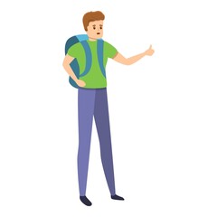 Adventure hitchhiking icon. Cartoon of adventure hitchhiking vector icon for web design isolated on white background