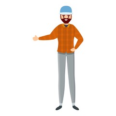 Hipster hitchhiking icon. Cartoon of hipster hitchhiking vector icon for web design isolated on white background