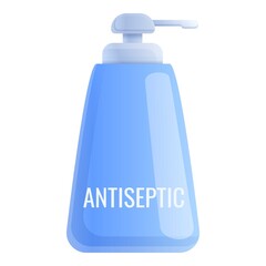 Antiseptic blue bottle icon. Cartoon of antiseptic blue bottle vector icon for web design isolated on white background