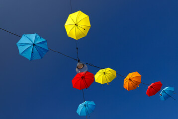 Umbrellas in mixed colors