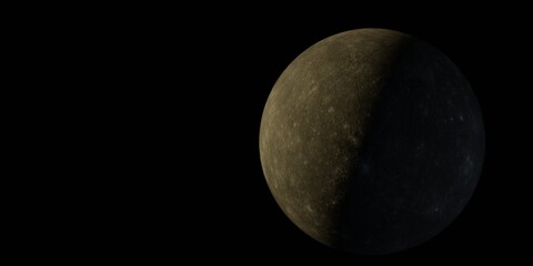 Planet mercury on a black background 