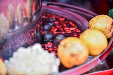 Chinese snacks on market stalls