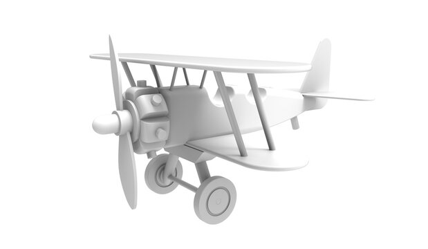 White Clay Toy airplane - 3D rendering